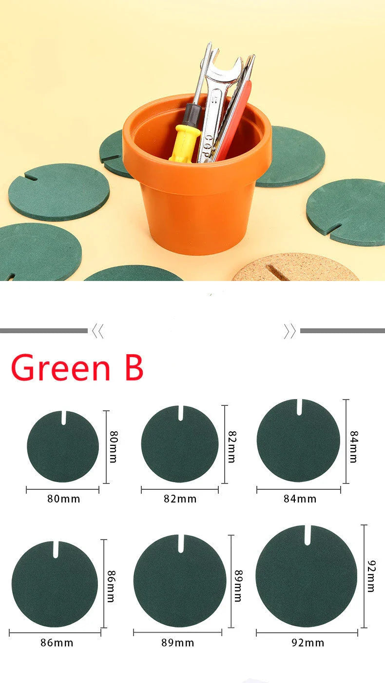 Green cactus-shaped coaster mat set with flowerpot holder for table protection and decoration