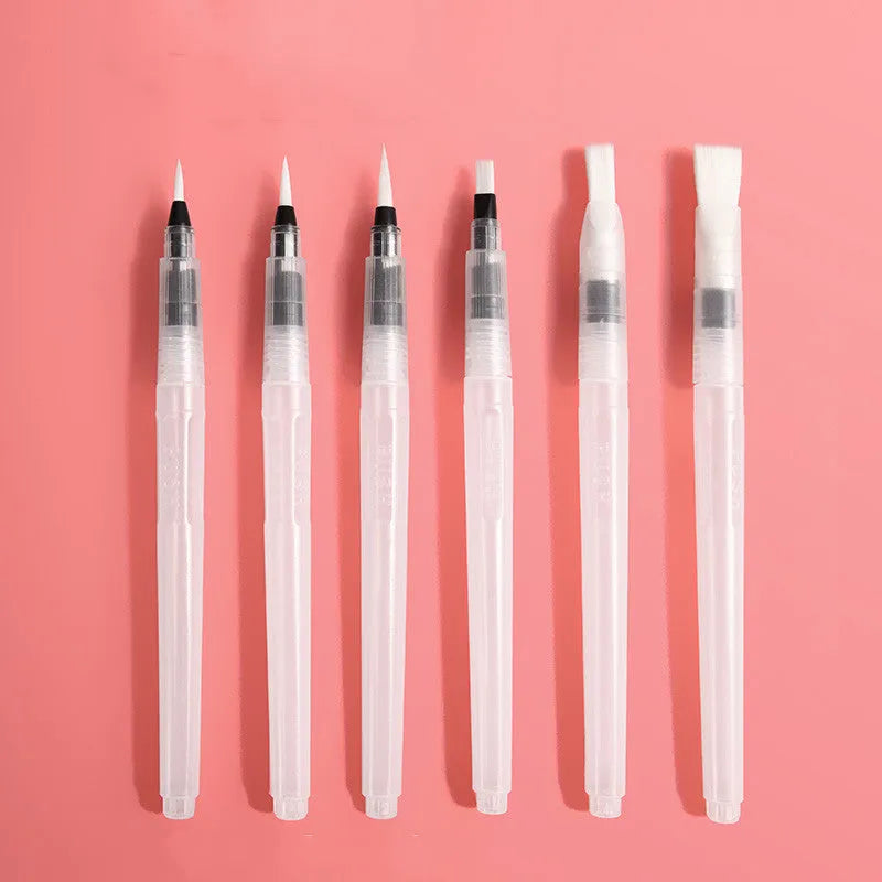 Fan-shaped foldable solid watercolour paint set with brush and sponge in transparent plastic case