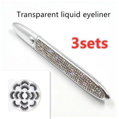 Multicolour self-adhesive false eyelashes with eyeliner for easy application