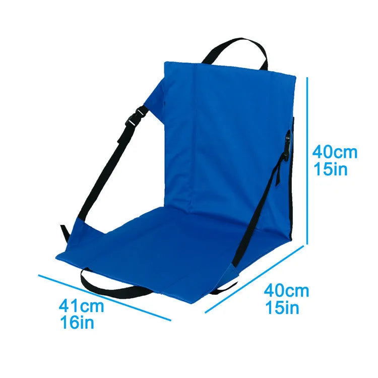 Portable outdoor folding cushion with backrest in royal blue 600D Oxford cloth 41x40cm
