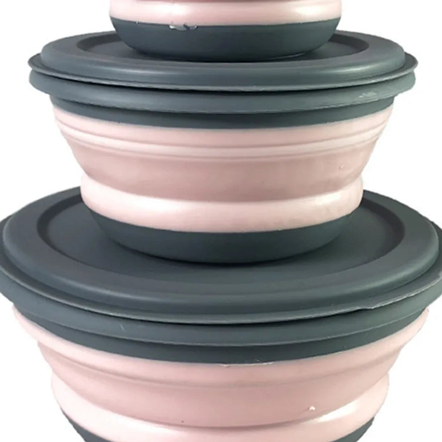 Folding pet bowl in green, size L, made of PP and TPR, measuring 19x15x12cm, with three-piece foldable design