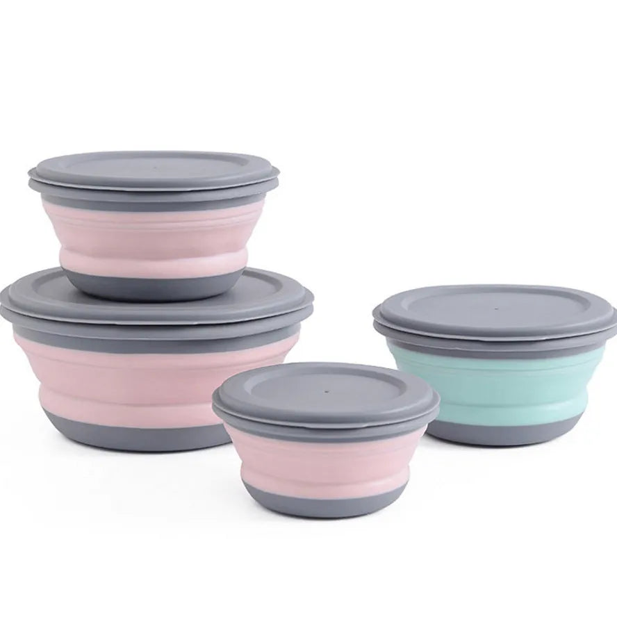 Folding pet bowl in green, size L, made of PP and TPR, measuring 19x15x12cm, with three-piece foldable design