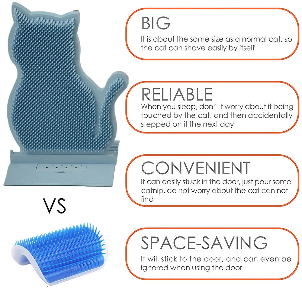 Cat self massage brush with catnip for shed hair removal and stress relief
