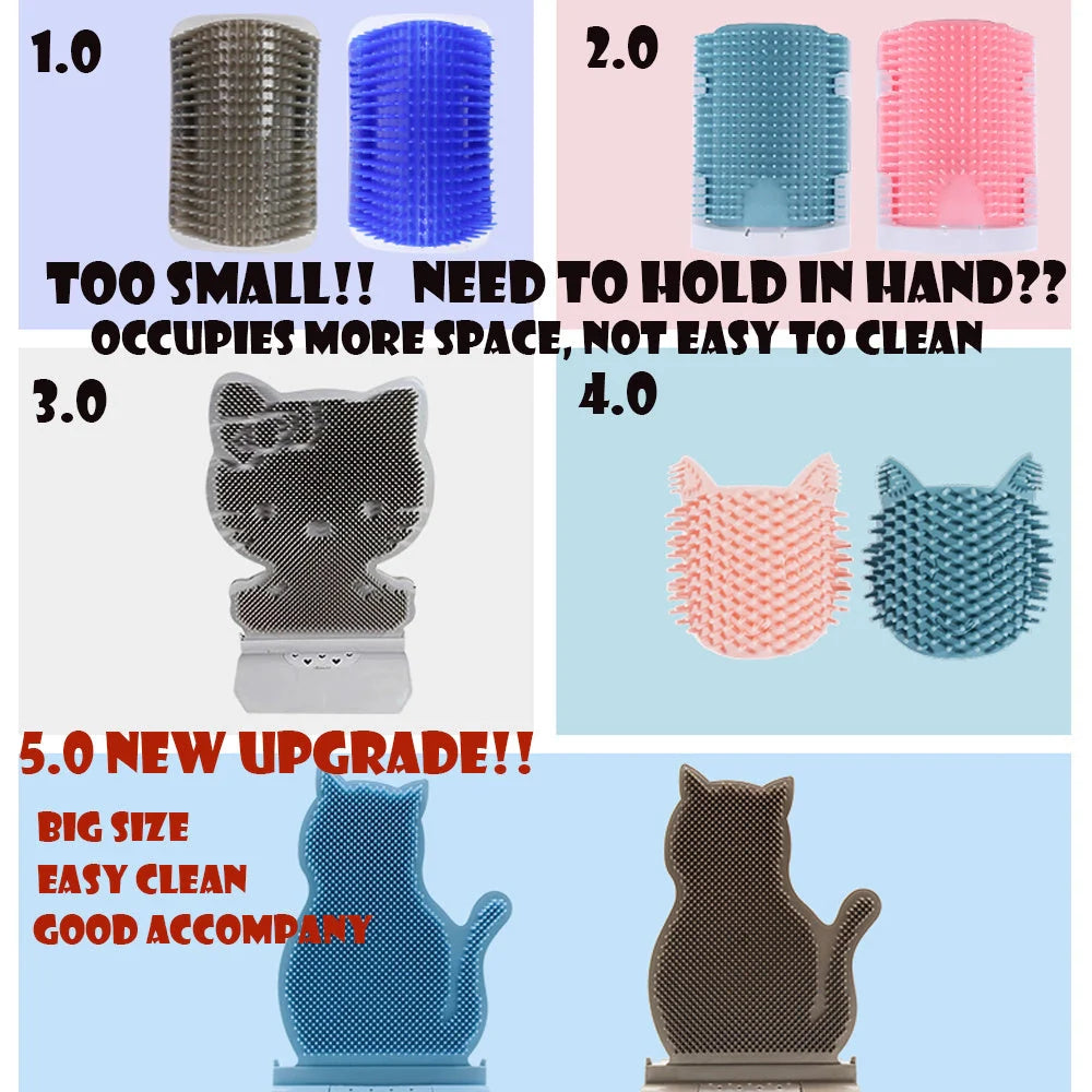 Cat self massage brush with catnip for shed hair removal and stress relief