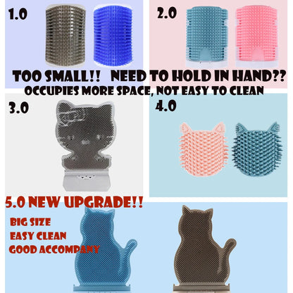 Cat self massage brush with catnip for shed hair removal and stress relief