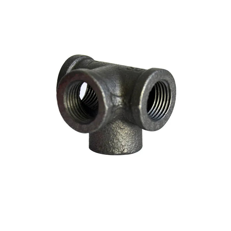 Galvanised steel four-way corner pipe fitting for DN15, DN20, DN25 pipes