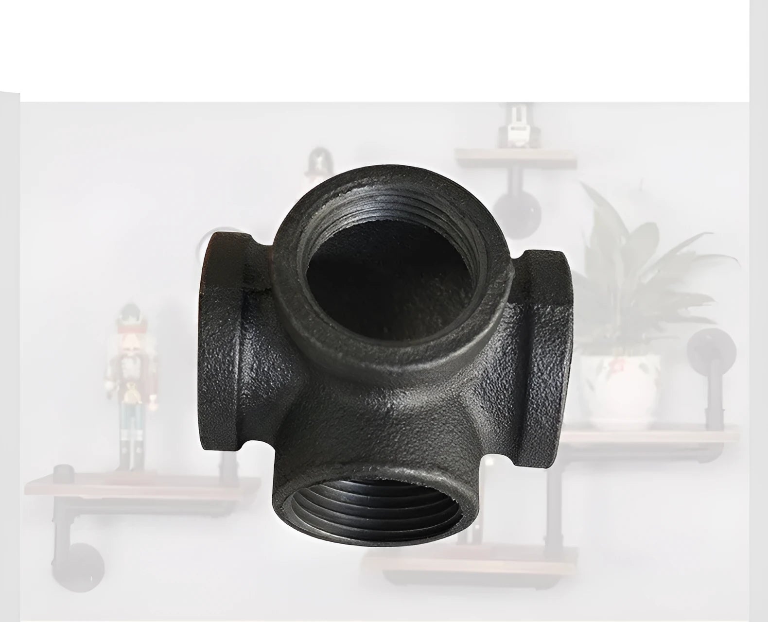 Galvanised steel four-way corner pipe fitting for DN15, DN20, DN25 pipes