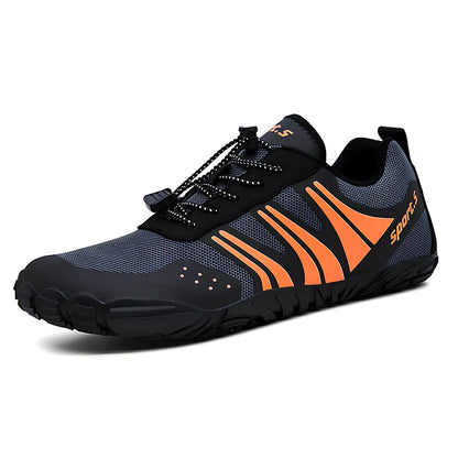 Breathable mesh outdoor wading shoes in black with rubber sole for beach and hiking, sizes 35-46