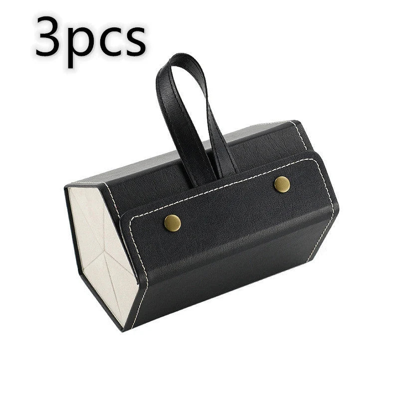 Foldable PU leather sunglasses and eyeglasses organizer case with five slots