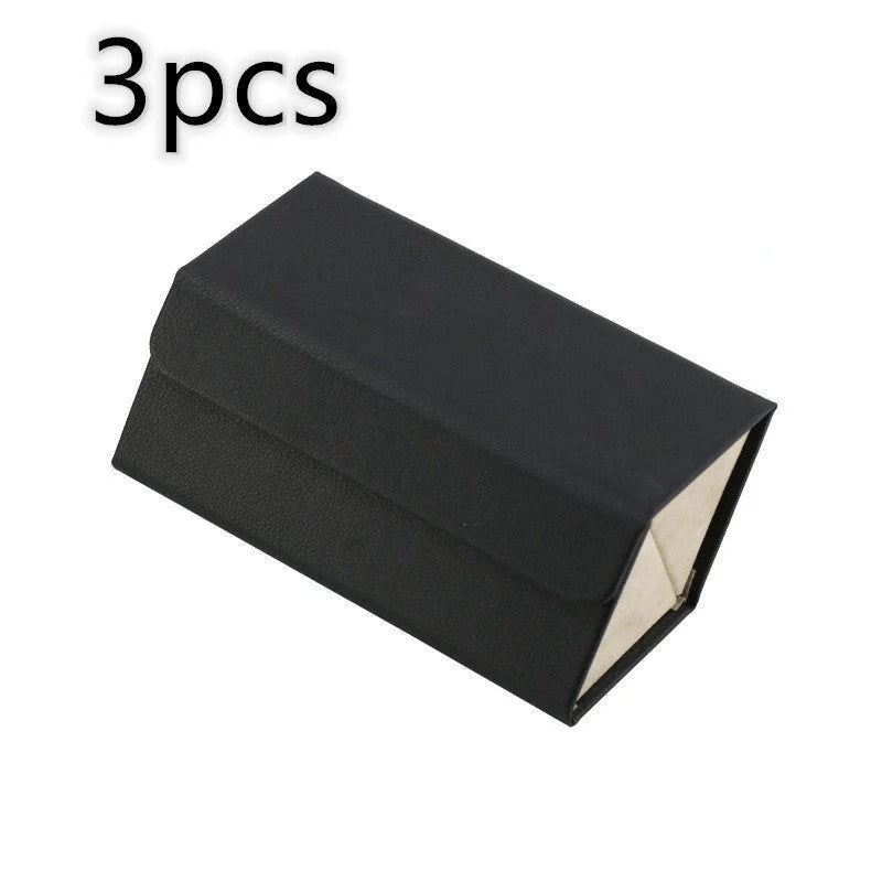 Foldable PU leather sunglasses and eyeglasses organizer case with five slots