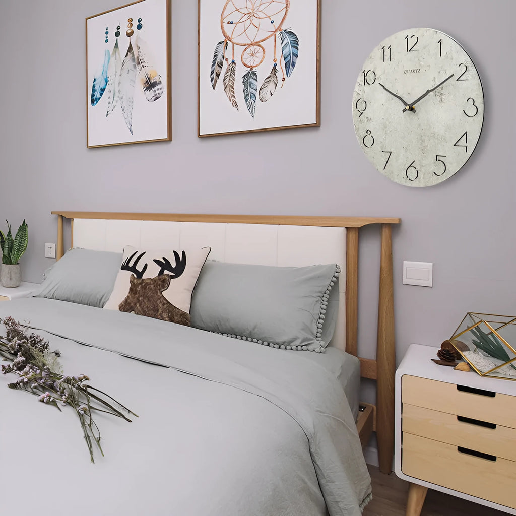 Grey European style wall clock for modern living room decoration