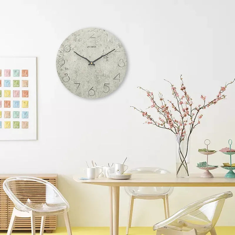 Grey European style wall clock for modern living room decoration