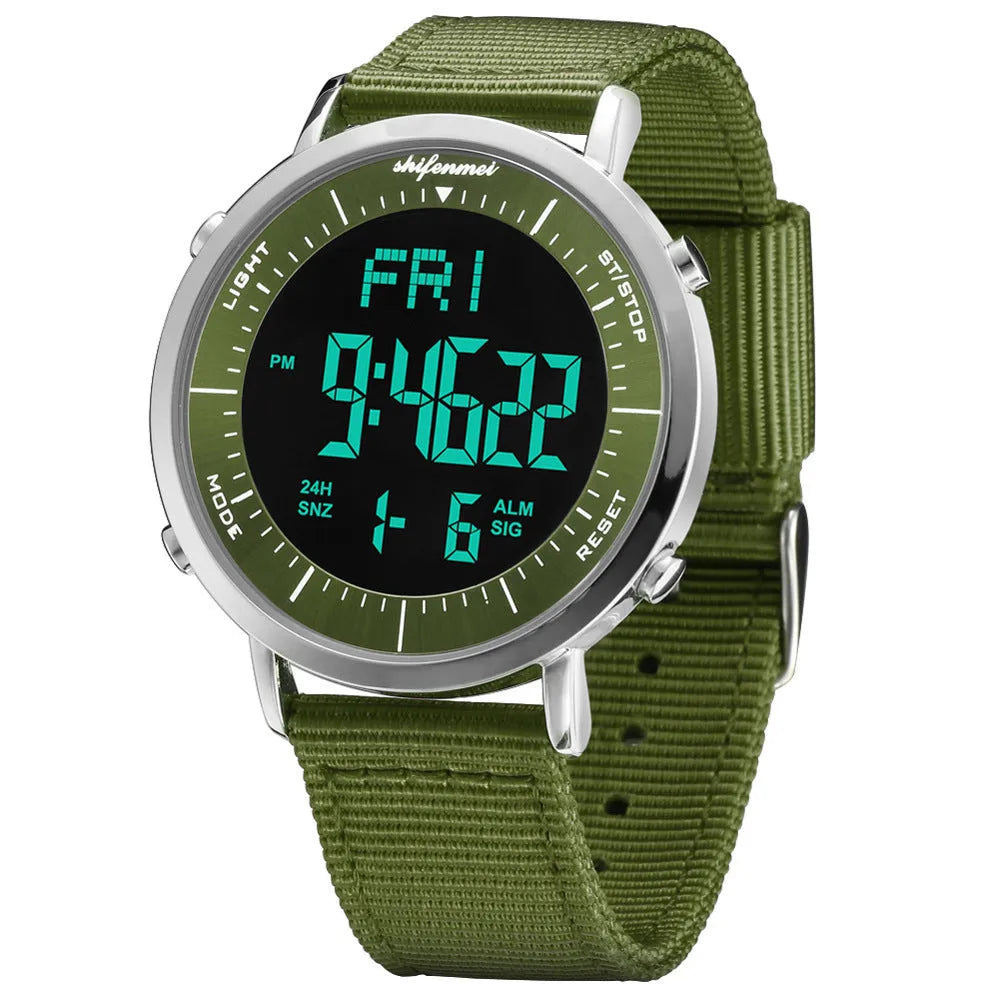 Shifenmei brand sports digital watch with waterproof features and casual styling