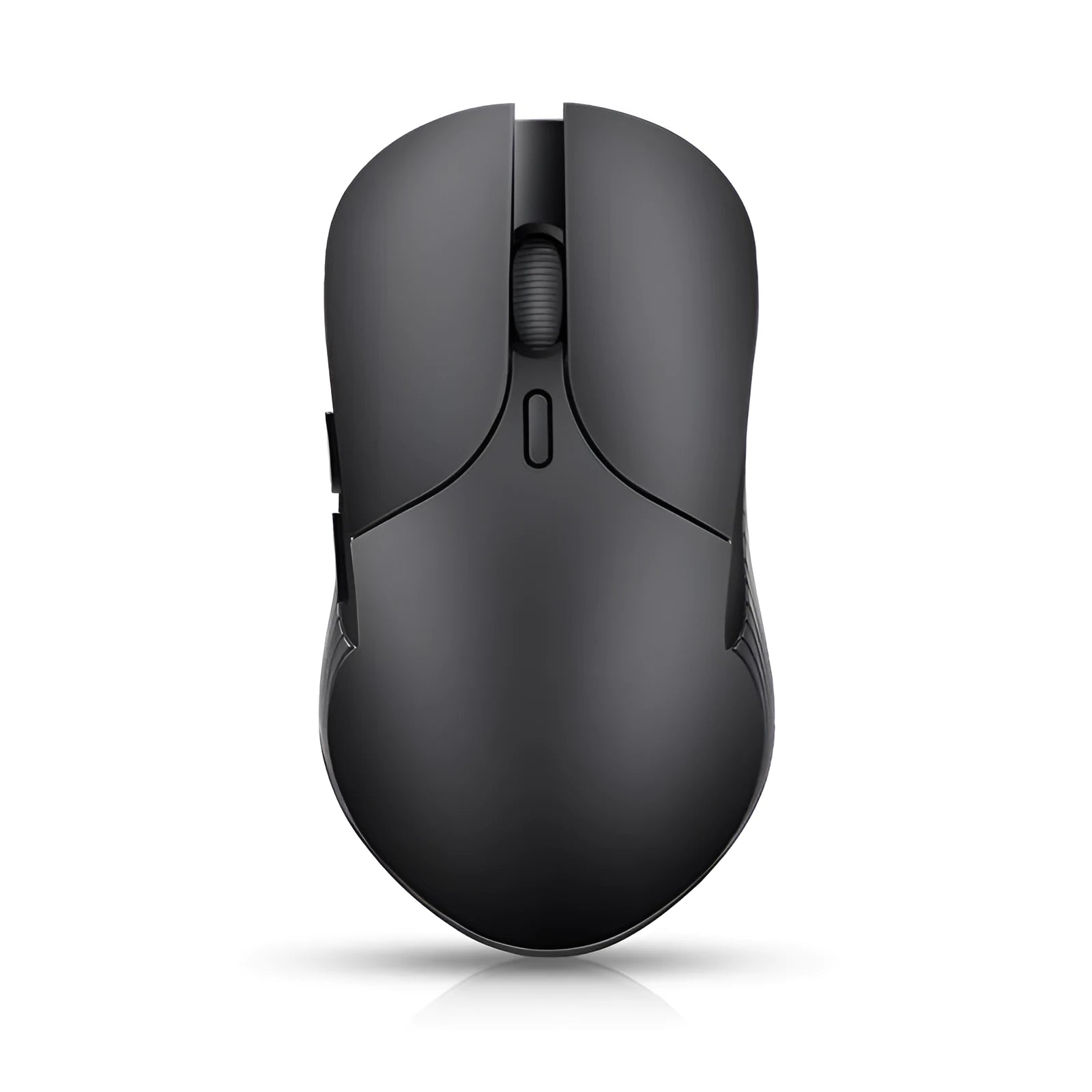 Blue Smart Voice Mouse with translation function on a desk next to a laptop.