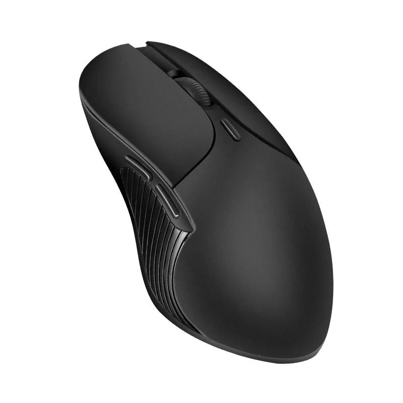 Blue Smart Voice Mouse with translation function on a desk next to a laptop.