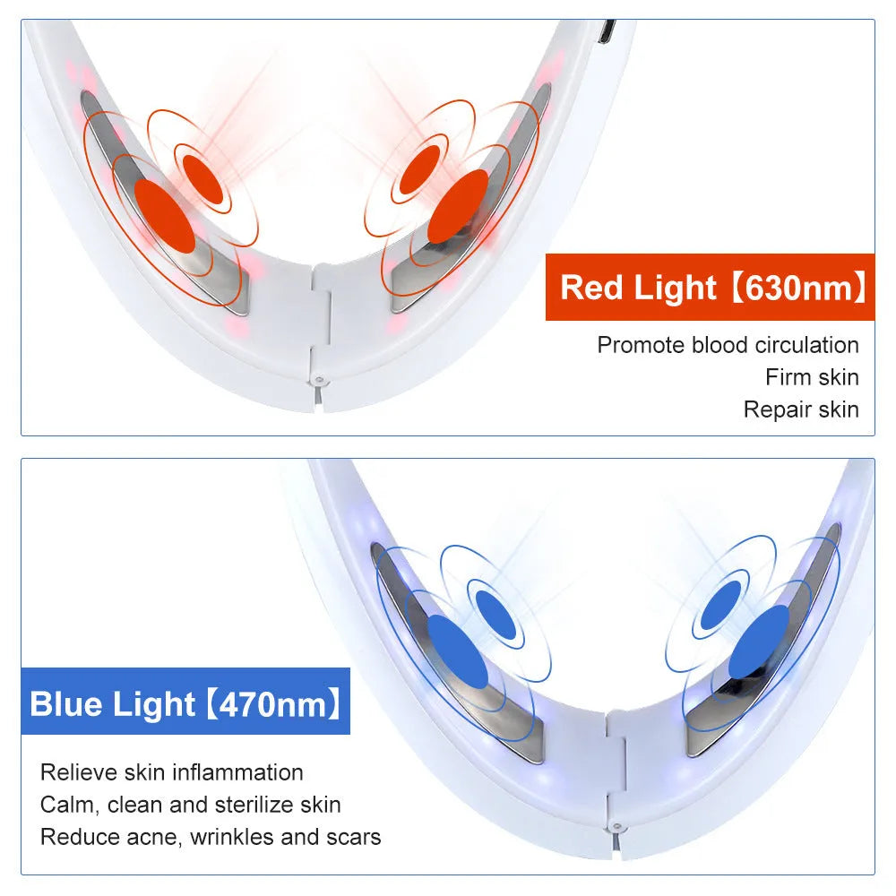 White ABS facial lifting device with light therapy functions and massage modes