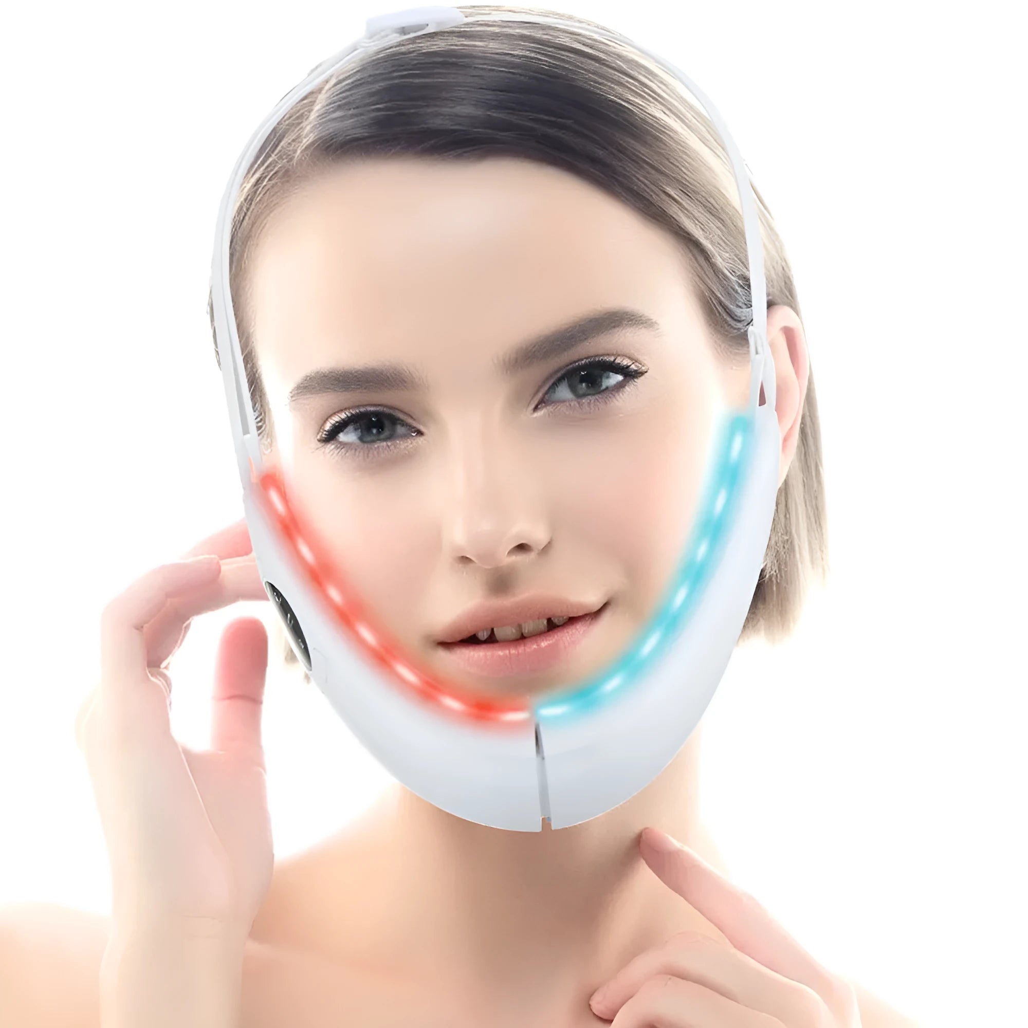 White ABS facial lifting device with light therapy functions and massage modes