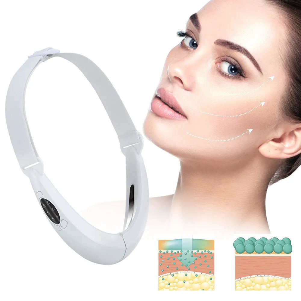 White ABS facial lifting device with light therapy functions and massage modes
