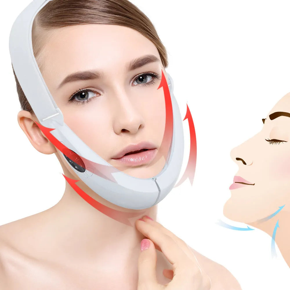 White ABS facial lifting device with light therapy functions and massage modes