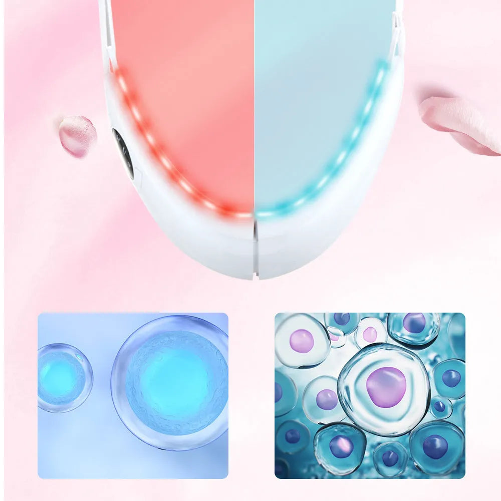 White ABS facial lifting device with light therapy functions and massage modes