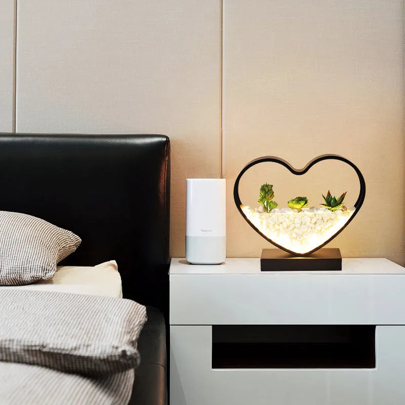 Black table lamp with metal lamp holder for bedside decor and plant lighting