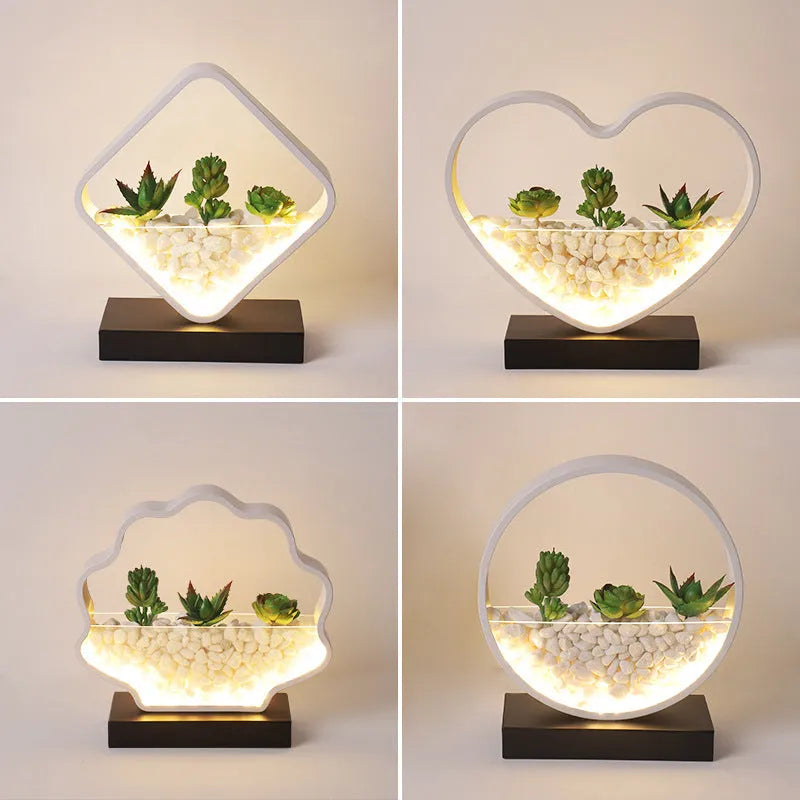 Black table lamp with metal lamp holder for bedside decor and plant lighting