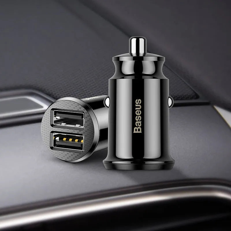 Millet mini USB car charger in black with indicator light for vehicle power sockets