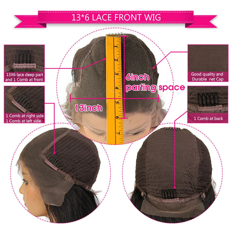 13x6 lace front braided wig in black, 24 inch length, synthetic fibre with three braids
