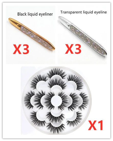 Multicolour self-adhesive false eyelashes with eyeliner for easy application