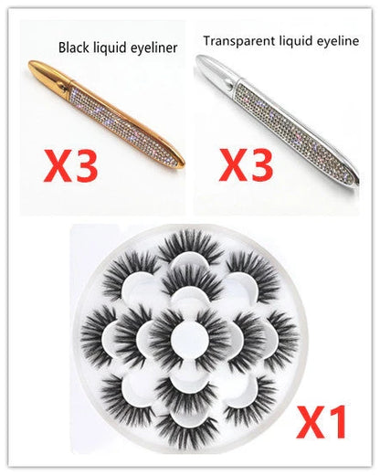 Multicolour self-adhesive false eyelashes with eyeliner for easy application