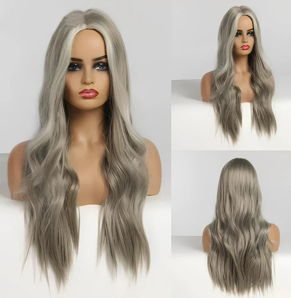 70cm long curly black gradient wig with high temperature wire hairline, fits any face shape and skin tone