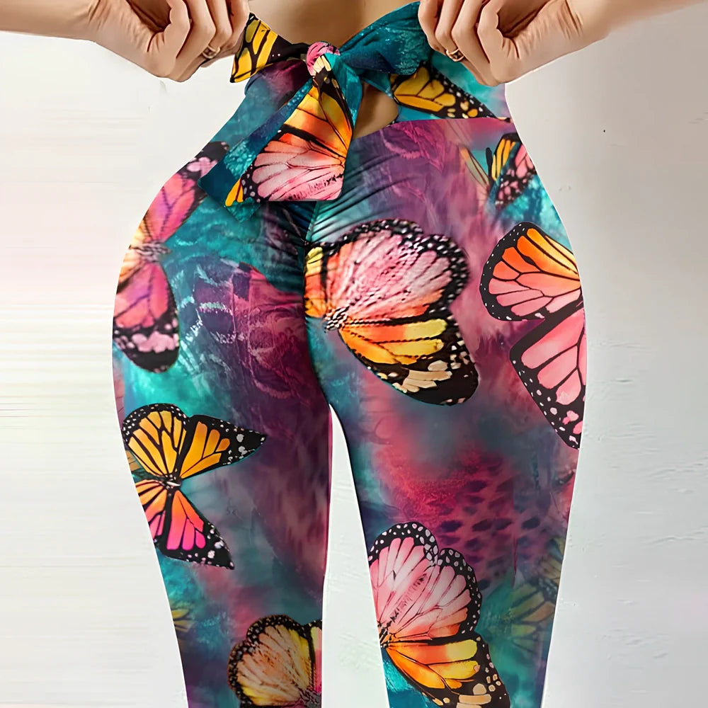 Women's hip-lift yoga pants in multiple colours with dual fabric options for fitness workouts