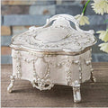 Ancient tin and silver white zinc alloy jewellery storage boxes in large, medium, and small sizes.