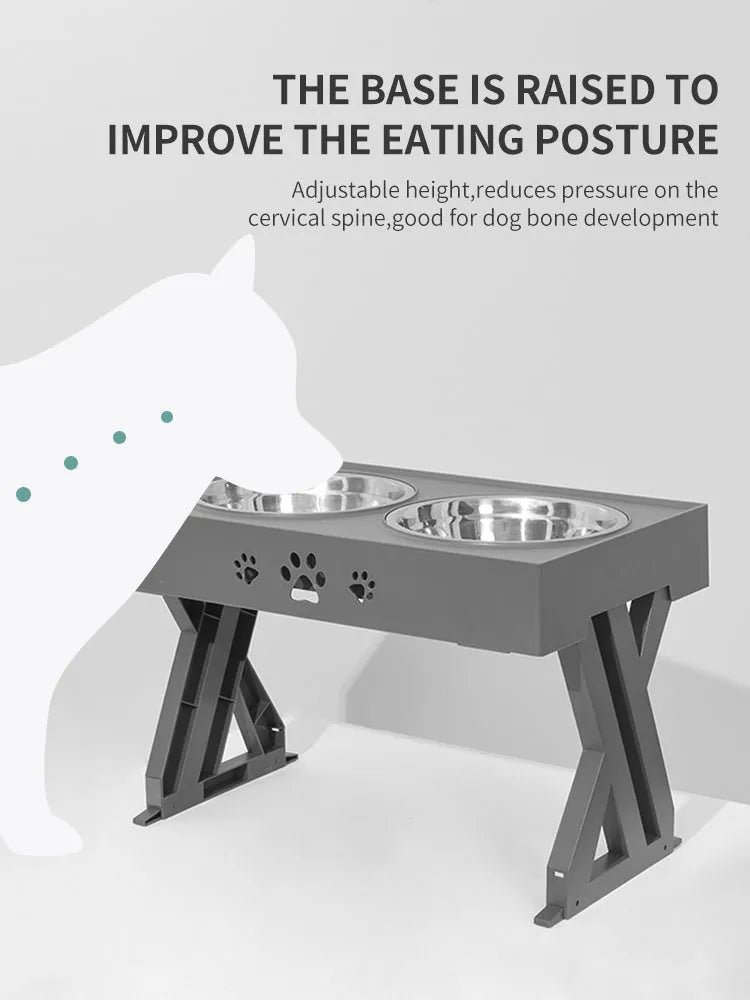 Black folding pet bowl made of plastic and stainless steel for dogs, collapsed for storage