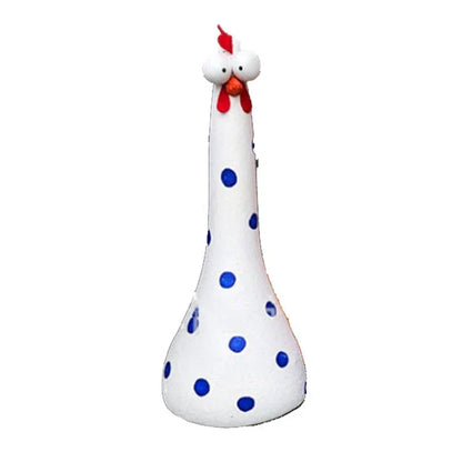 Colorful chicken statues made of durable resin, perfect for adding whimsical charm to your garden, yard, or outdoor living space