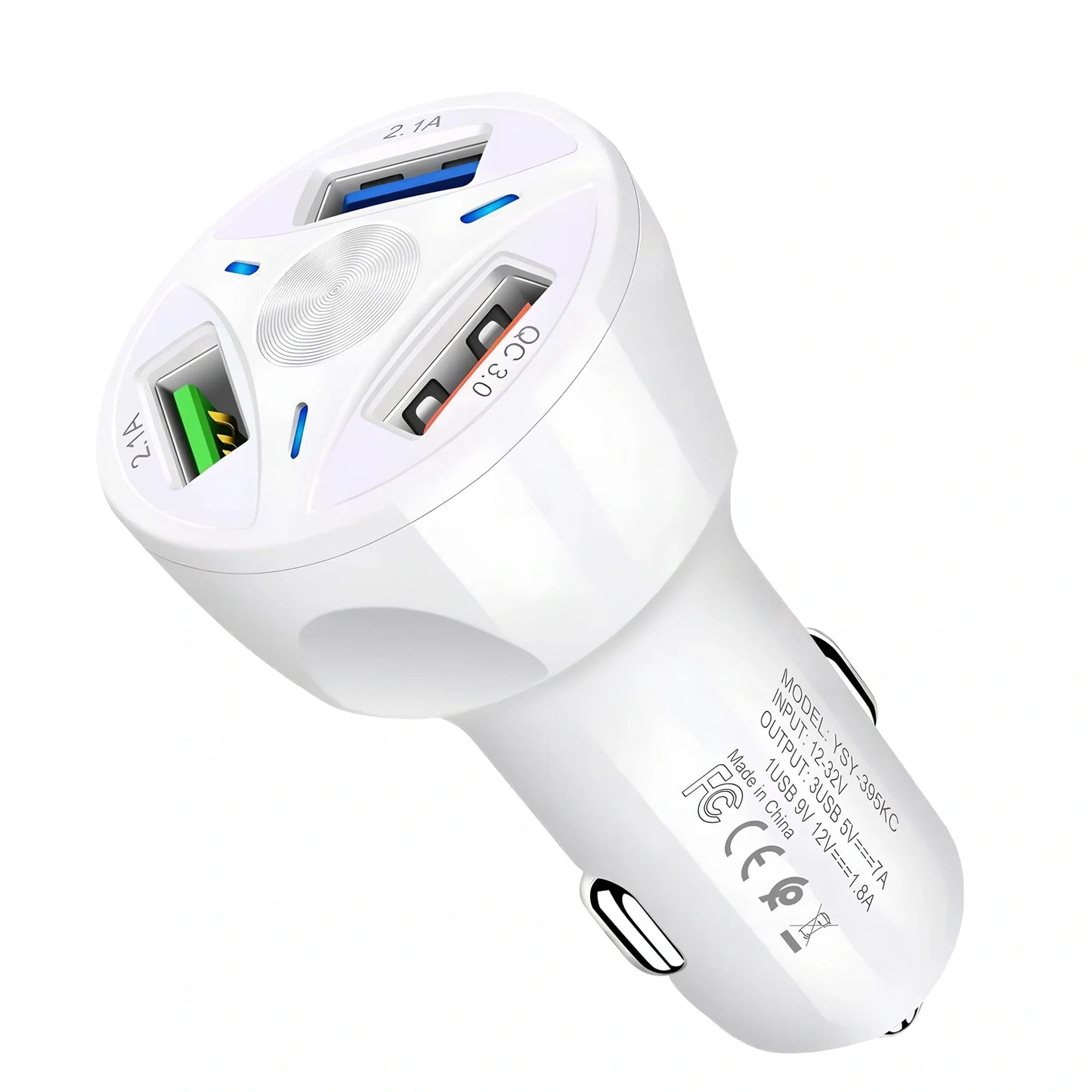 Black 45W mini USB car charger, 70x40mm size, for phone fast charging in vehicle socket