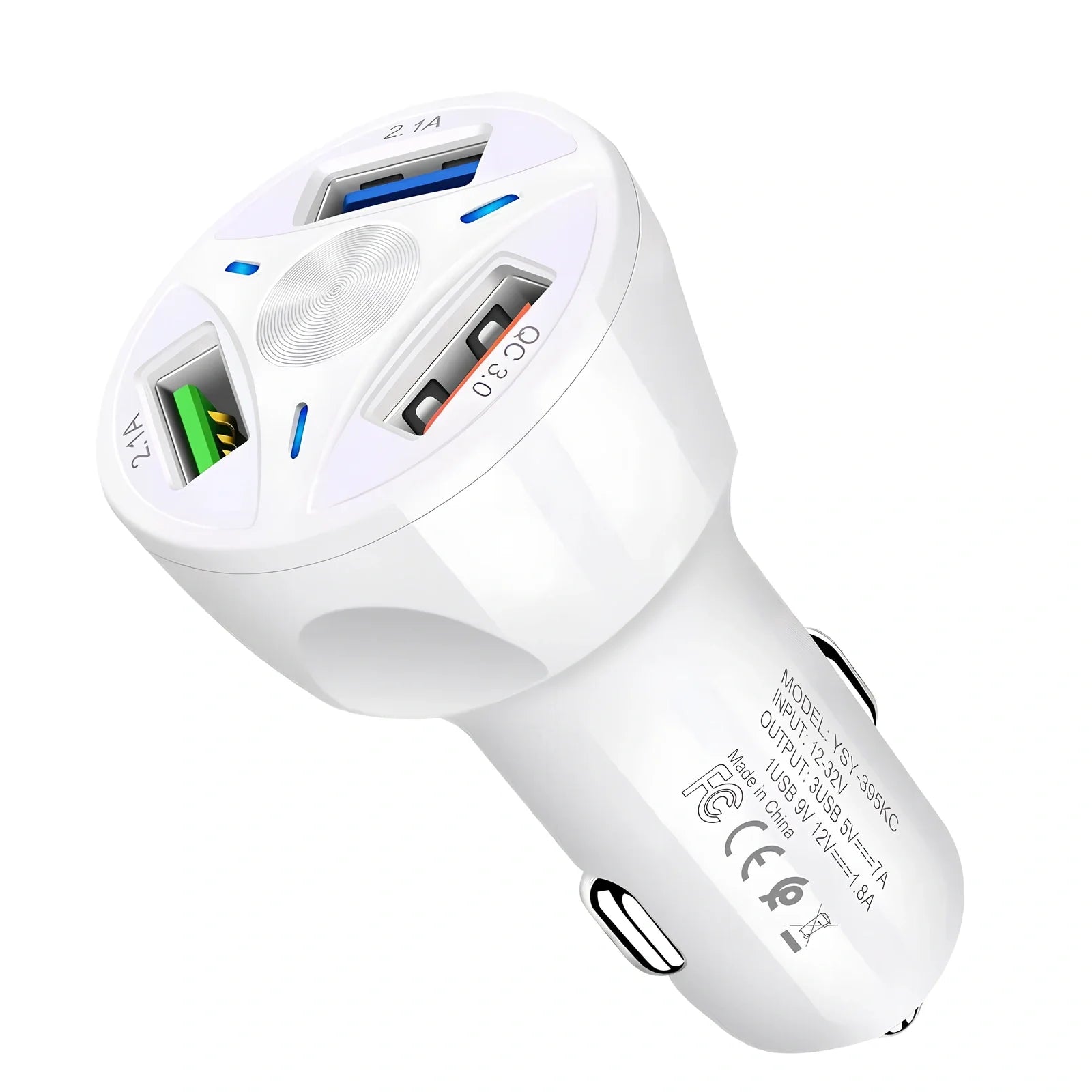 Black 45W mini USB car charger, 70x40mm size, for phone fast charging in vehicle socket