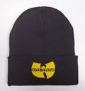 Knitted woolen adjustable street dance cap in yellow with printed words, dome top, no eaves, warp knit
