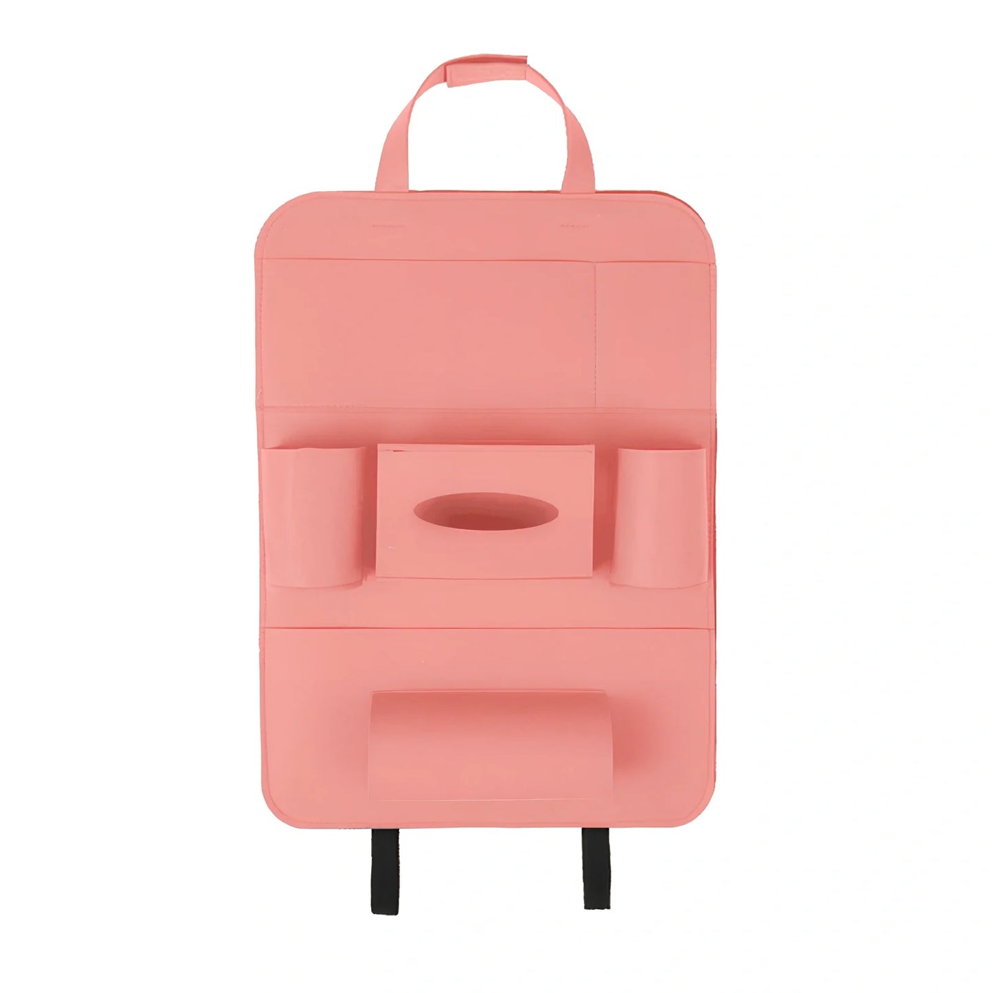 Car backseat organiser with multiple pockets measuring 40x55cm in wool felt material