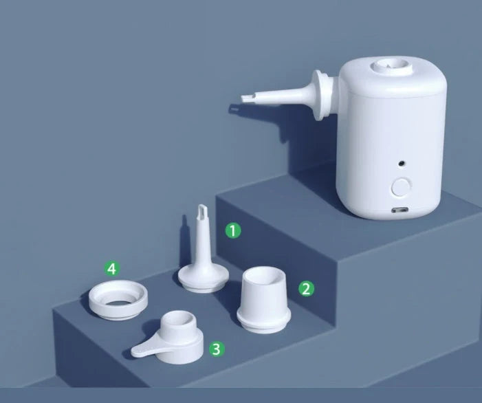 Mini electric inflator for quick inflation of swimming rings and inflatables
