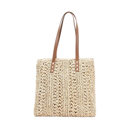 Hand-knitted Korean-style one-shoulder armpit bag with magnetic buckle in beige and khaki