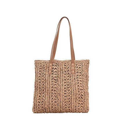 Hand-knitted Korean-style one-shoulder armpit bag with magnetic buckle in beige and khaki