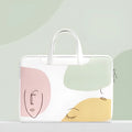 Blue PU leather laptop bag for girls with a zipper and soft handle, sized for 15.6-inch notebooks.