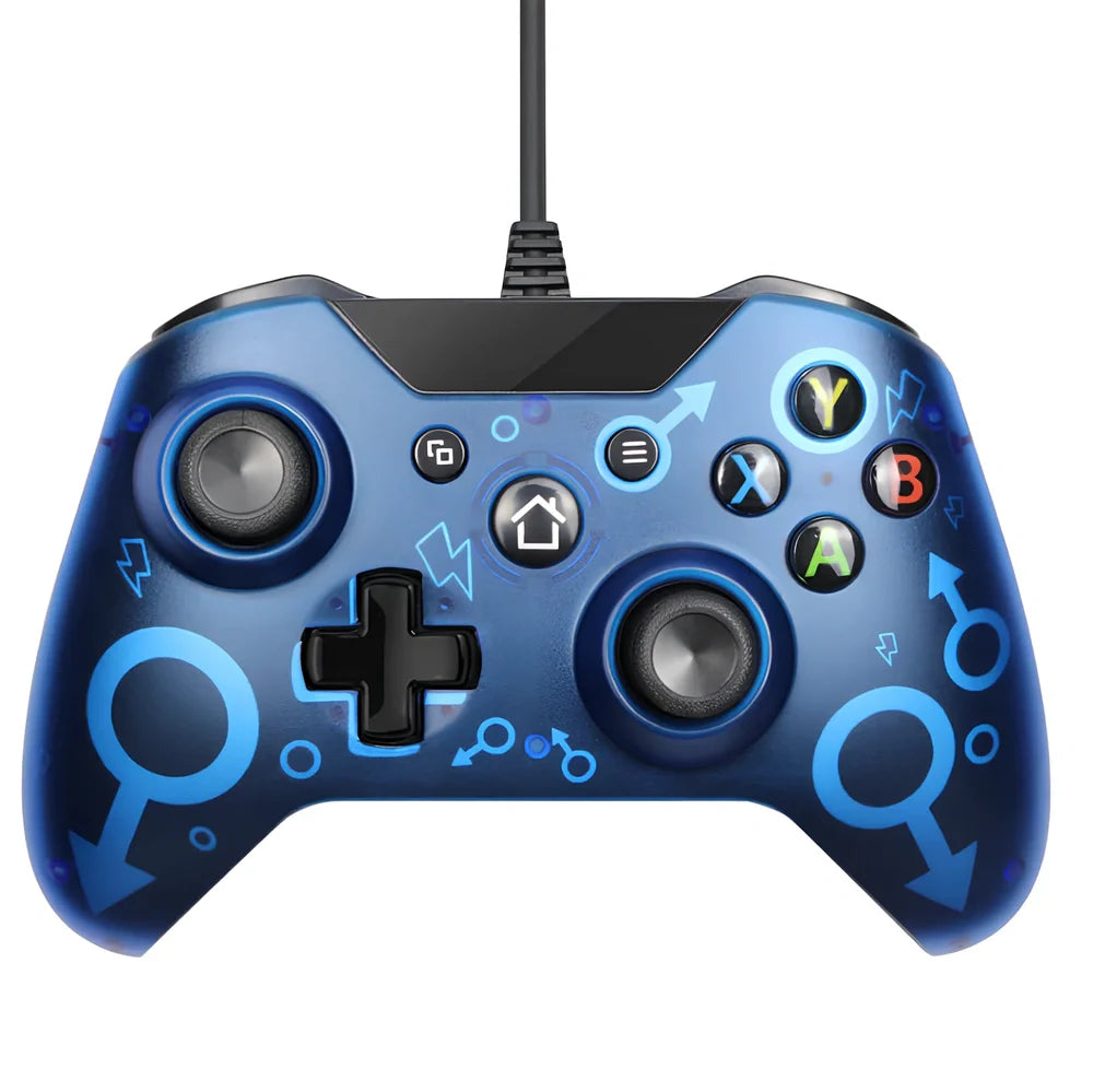 Black wired USB controller for Xbox One and PC with 2M cable and analog triggers, plug-and-play compatible