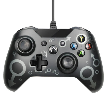 Black wired USB controller for Xbox One and PC with 2M cable and analog triggers, plug-and-play compatible