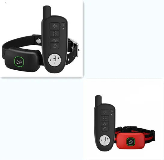 Dog training device with LED digital display remote control and black silicone collar