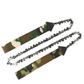 Camouflage folding saw with 65 manganese steel blade and pull strap handle for outdoor gardening pruning