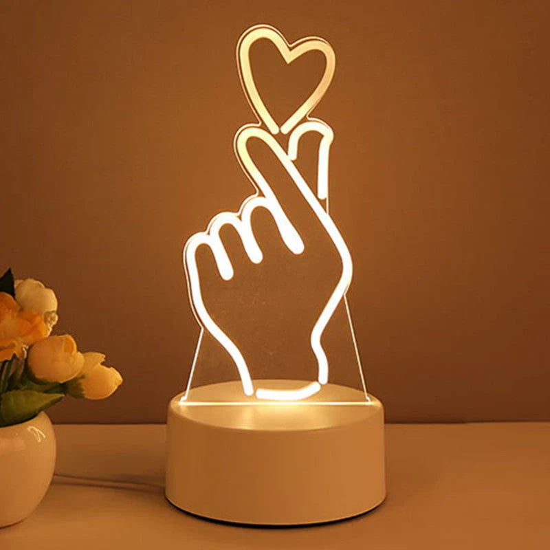 3D Acrylic LED Night Light with various designs for room decor