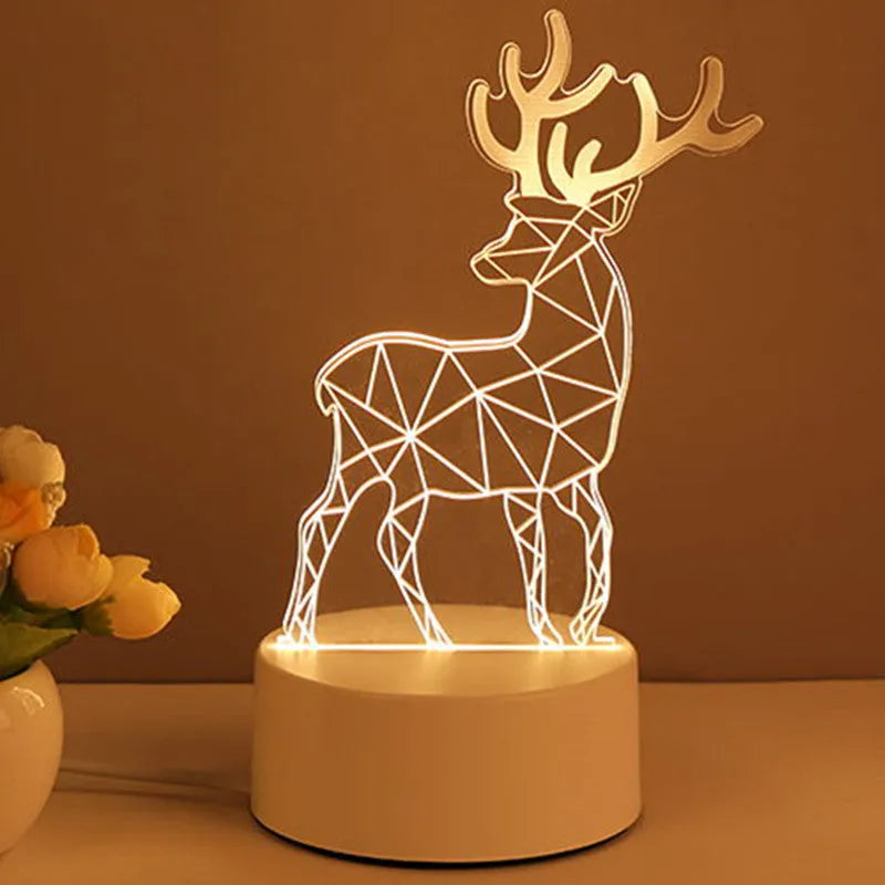 3D acrylic USB LED night light with warm white illumination and projection function in a love balloon style