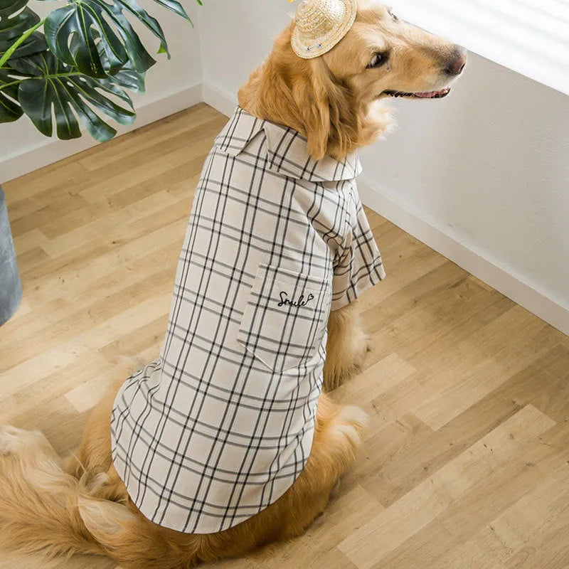 Dog shirt in brown and yellow leisure style, sizes 3XL to 8XL for medium to large breeds